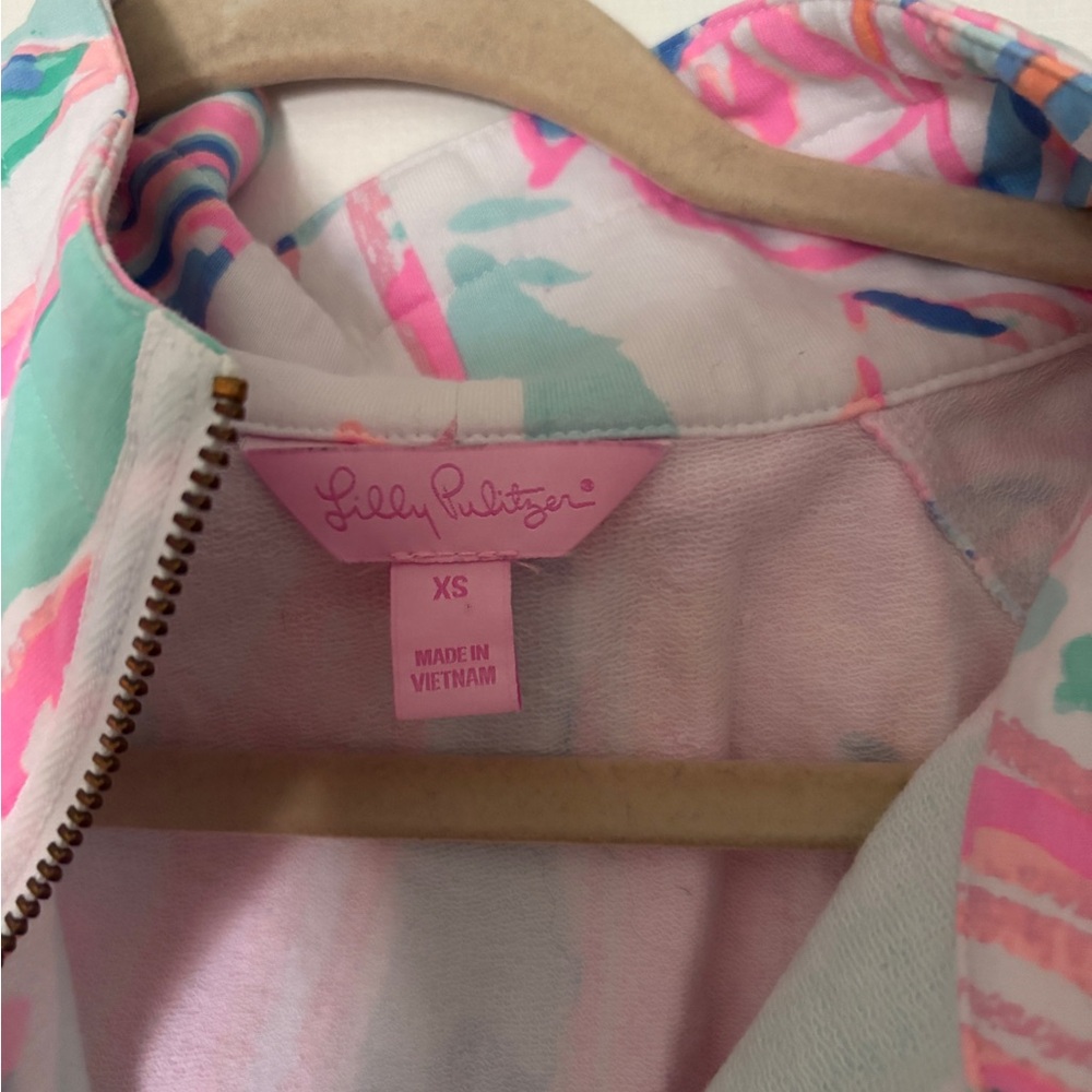 Lilly Pulitzer Pink and Green Half-Zip Pullover, Size XS - Picture 2 of 3